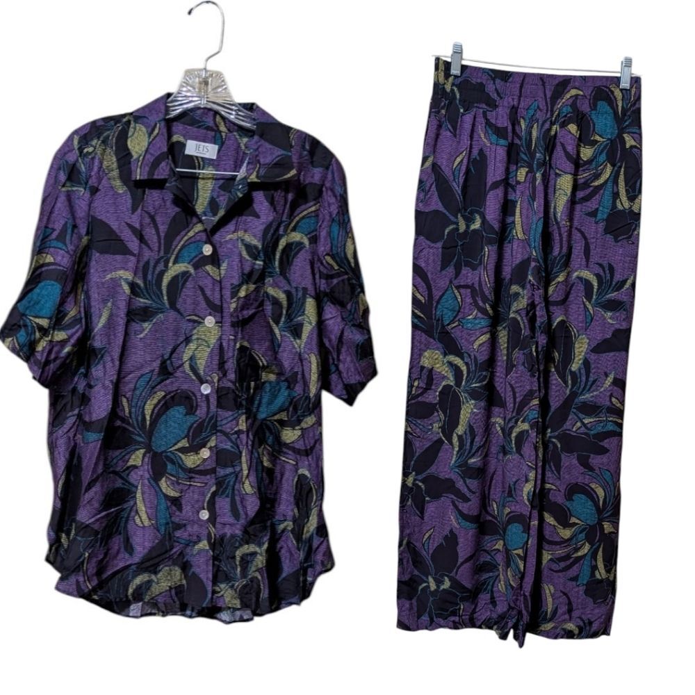 JETS Austrailia tropical print 2 piece set Amethyst size Small/Medium wide leg